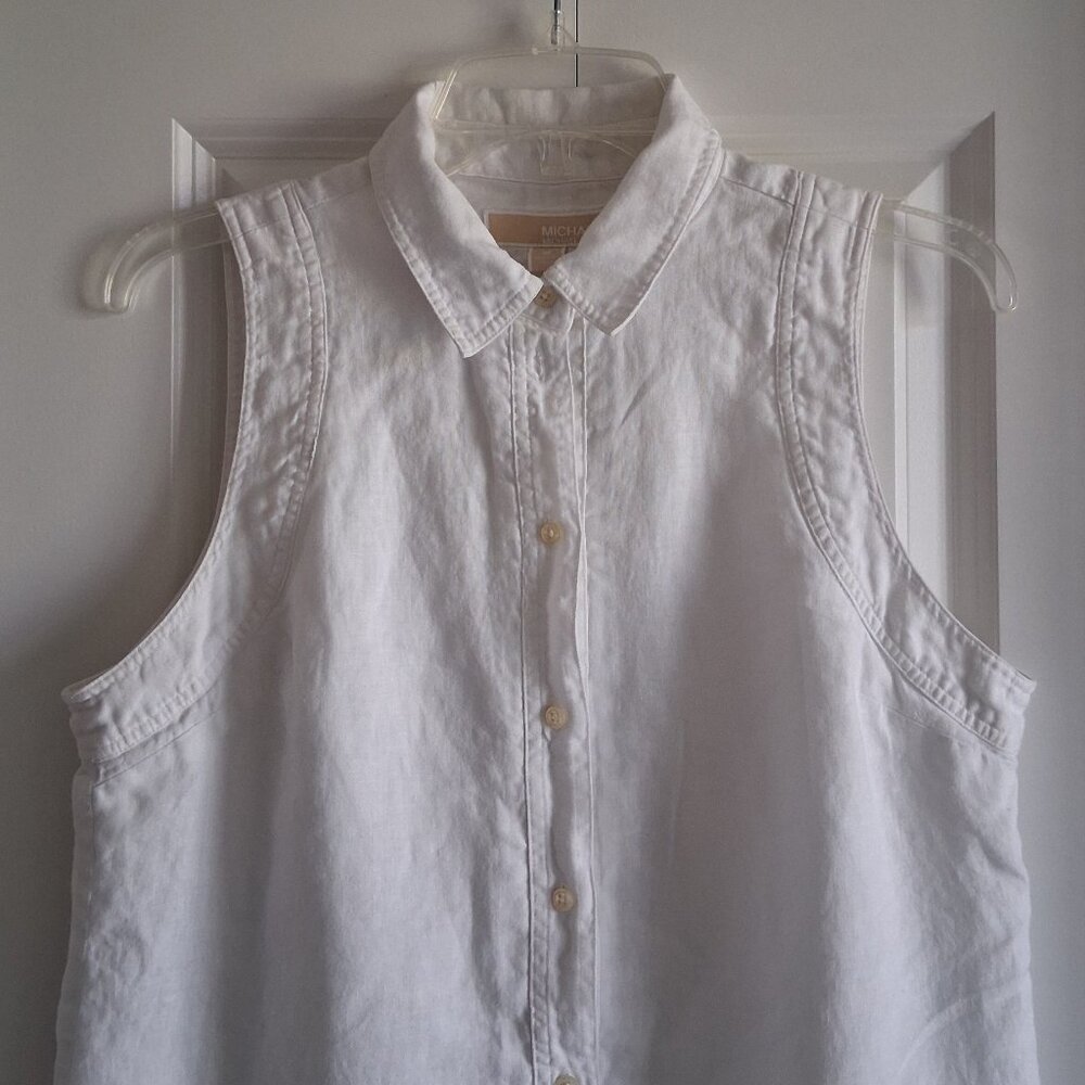 Michael Kors White Sleeveless Midi Shirt Dress - Picture 2 of 16